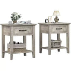 GustoWave 2-Tier Nightstand Set of 2, Nightstand with Storage Drawer, Modern Bedside End Tables for Small Spaces, Multi-Functional Side Table