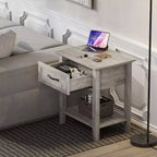 Ensemble de 2 tables de chevet à 2 niveaux GustoWave, table de nuit avec tiroir de rangement, tables d'appoint de chevet modernes pour petits espaces, table d'appoint multifonctionnelle
