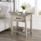 Ensemble de 2 tables de chevet à 2 niveaux GustoWave, table de nuit avec tiroir de rangement, tables d'appoint de chevet modernes pour petits espaces, table d'appoint multifonctionnelle