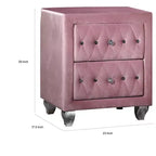Table de chevet Royal Hampton 26 pouces, 2 tiroirs, pieds cabriolets, bois, revêtement rose