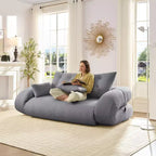 Canapé convertible, canapé pliant multifonctionnel de 199,9 cm, tissu Teddy, 4 oreillers et accoudoirs, mobilier de salon moderne pour le salon.