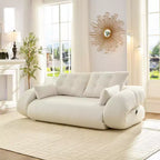 Canapé convertible, canapé pliant multifonctionnel de 199,9 cm, tissu Teddy, 4 oreillers et accoudoirs, mobilier de salon moderne pour le salon.