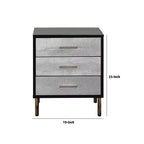 Table de chevet Royal Hampton 48 cm, style glamour, 3 tiroirs, noir, argent, or