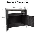 Armoire de rangement en résine tressée, organisateur polyvalent intérieur/extérieur avec plateau spacieux et étagère, idéal pour le patio, le jardin, le bord de piscine ou la cuisine