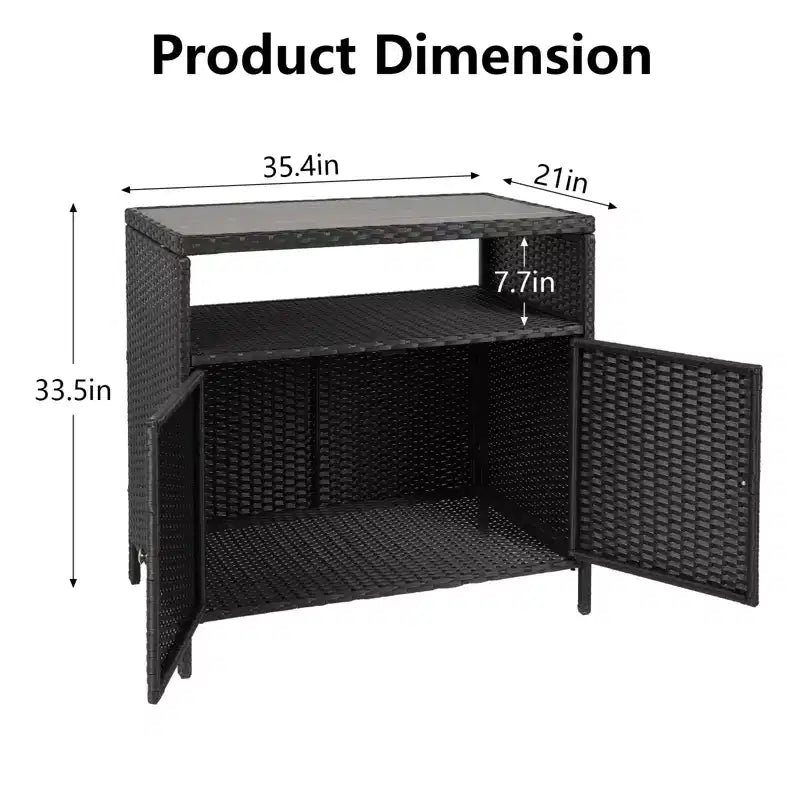 Armoire de rangement en résine tressée, organisateur polyvalent intérieur/extérieur avec plateau spacieux et étagère, idéal pour le patio, le jardin, le bord de piscine ou la cuisine