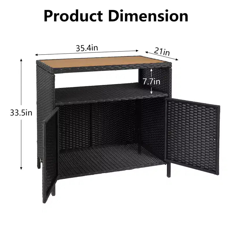 Armoire de rangement en résine tressée, organisateur polyvalent intérieur/extérieur avec plateau spacieux et étagère, idéal pour le patio, le jardin, le bord de piscine ou la cuisine