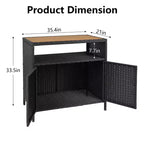 Armoire de rangement en résine tressée, organisateur polyvalent intérieur/extérieur avec plateau spacieux et étagère, idéal pour le patio, le jardin, le bord de piscine ou la cuisine