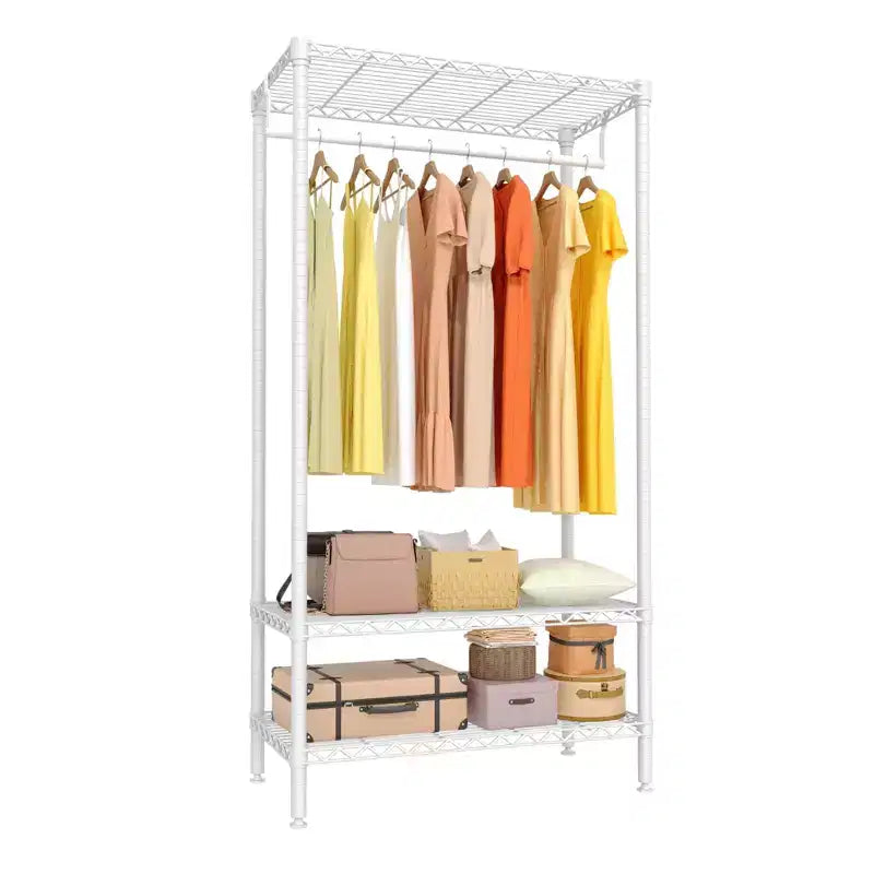 Portant à Vêtements Portable Robuste, Portant à Vêtements en Métal à 3 Niveaux, Charge de 300 kg, Organisateur de Placard pour Suspendre des Vêtements, Portant Autonome