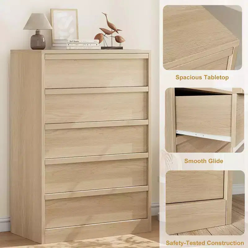 Commode de chambre, Commode haute avec grand espace de rangement pour chambre d'enfant et entrée