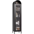 COZONY Freestanding Arched Display Cabinet, Glass Door Shelves Pantry Bookcase for Dining Room Home Office Kitchen