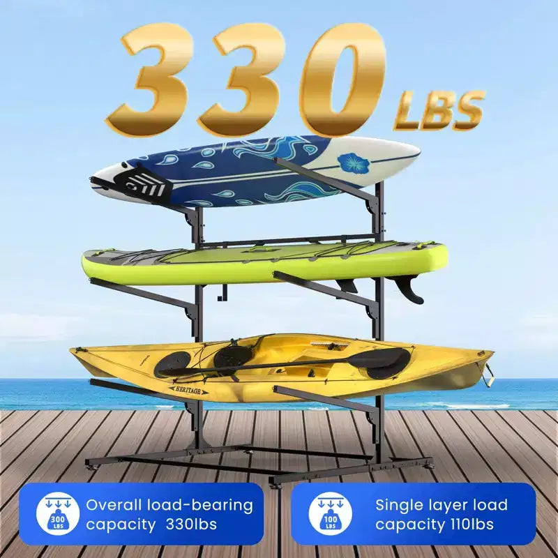 Support de rangement pour kayak, supports de kayak robustes pour garage et rangement extérieur, support de rangement pour planche de surf résistant aux intempéries et robuste, kayaks canoës réglables