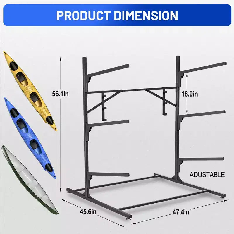 Support de rangement pour kayak, supports de kayak robustes pour garage et rangement extérieur, support de rangement pour planche de surf résistant aux intempéries et robuste, kayaks canoës réglables