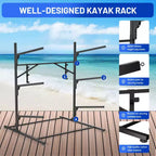 Support de rangement pour kayak, supports de kayak robustes pour garage et rangement extérieur, support de rangement pour planche de surf résistant aux intempéries et robuste, kayaks canoës réglables