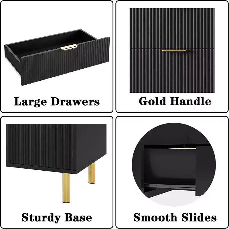 Commode moderne à 5 tiroirs pour chambre à coucher avec double commode en bois et organiseur de rangement, poignée dorée et grand tiroir, pour salon, couloir