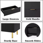 Commode moderne à 5 tiroirs pour chambre à coucher avec double commode en bois et organiseur de rangement, poignée dorée et grand tiroir, pour salon, couloir