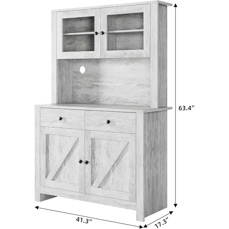Meuble de rangement autoportant avec support pour micro-ondes, tiroirs, portes et étagères réglables, buffet de rangement pour la cuisine, la salle à manger, gris