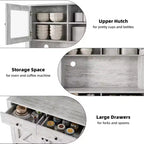 Meuble de rangement autoportant avec support pour micro-ondes, tiroirs, portes et étagères réglables, buffet de rangement pour la cuisine, la salle à manger, gris