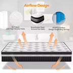 Matelas King Size, matelas King en mousse à mémoire de forme de 14 pouces en gel pour des nuits fraîches et un soulagement de la pression, sensation moelleuse moyenne avec isolation des mouvements