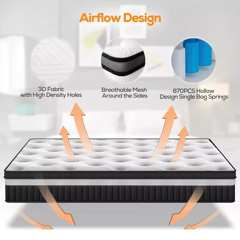 Matelas King Size, matelas King en mousse à mémoire de forme de 14 pouces en gel pour des nuits fraîches et un soulagement de la pression, sensation moelleuse moyenne avec isolation des mouvements