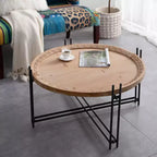 Table basse ronde GDFStudio Lavonia en bois de sapin et fer