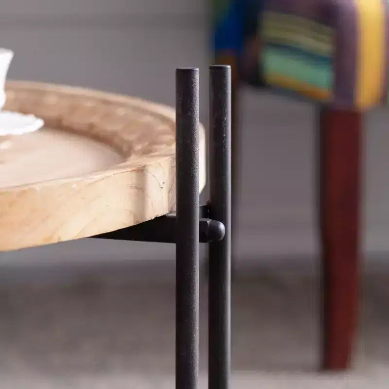 Table basse ronde GDFStudio Lavonia en bois de sapin et fer