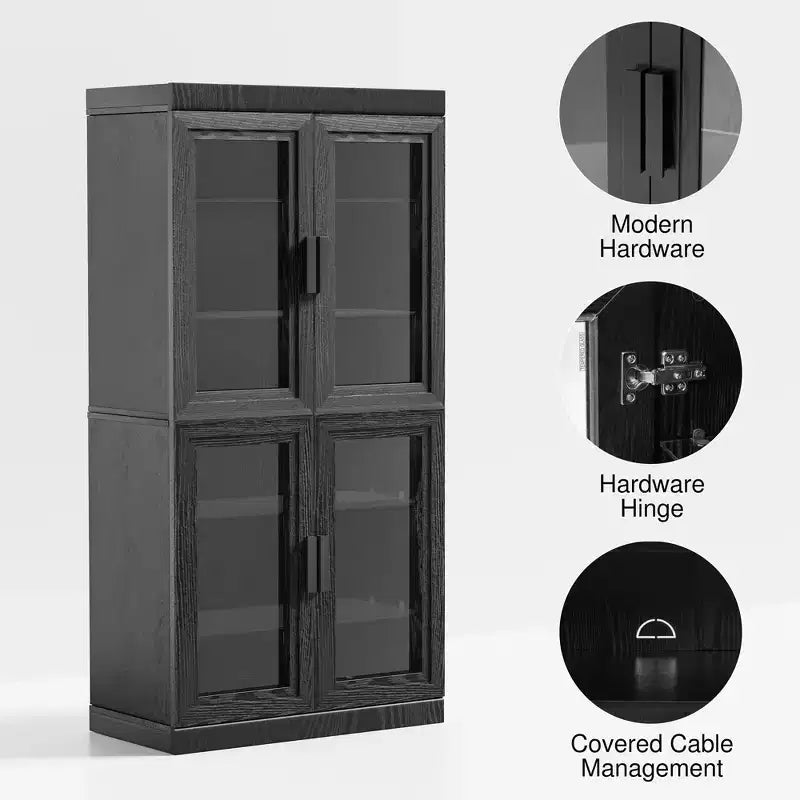 Buffet et armoire empilables en bois massif avec étagères réglables