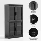 Buffet et armoire empilables en bois massif avec étagères réglables