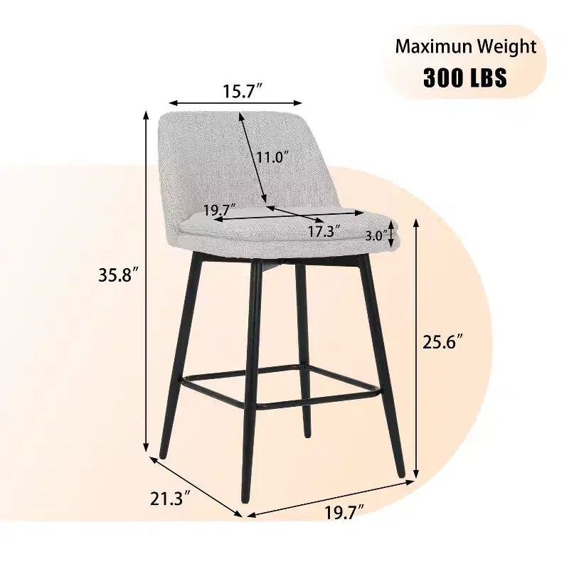 Homy Casa Lot de 2 tabourets de bar pivotants hauteur comptoir avec sièges rembourrés, hauteur d'assise 65 cm