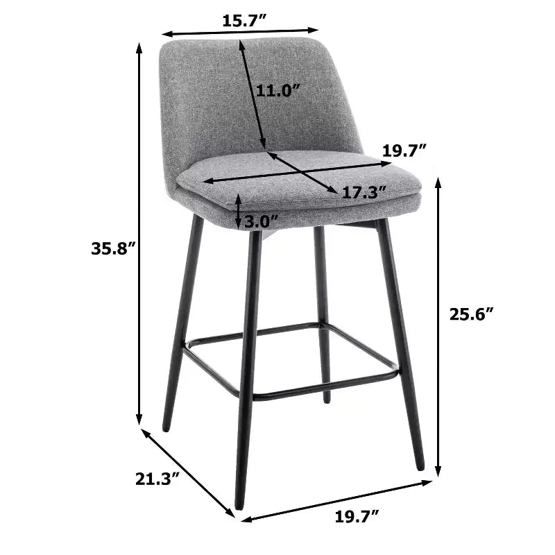 Homy Casa Lot de 2 tabourets de bar pivotants hauteur comptoir avec sièges rembourrés, hauteur d'assise 65 cm