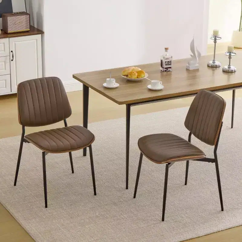 Chaise de salle à manger capitonnée Mid-Century Modern avec dossier incurvé et pieds en métal, sièges de cuisine et de salle à manger - Panipeachy