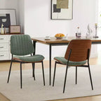 Chaise de salle à manger capitonnée Mid-Century Modern avec dossier incurvé et pieds en métal, sièges de cuisine et de salle à manger - Panipeachy