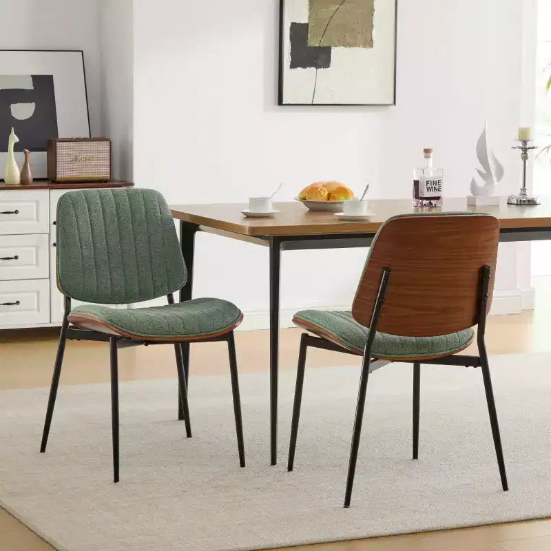 Chaise de salle à manger capitonnée Mid-Century Modern avec dossier incurvé et pieds en métal, sièges de cuisine et de salle à manger - Panipeachy