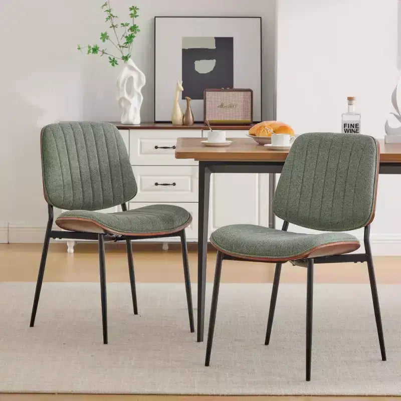 Chaise de salle à manger capitonnée Mid-Century Modern avec dossier incurvé et pieds en métal, sièges de cuisine et de salle à manger - Panipeachy