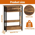 Table d'appoint étroite COZONY avec étagère de rangement à 3 niveaux et porte-revues, table de chevet mince pour petits espaces, table de nuit étroite et moderne pour salon