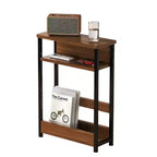 Table d'appoint étroite COZONY avec étagère de rangement à 3 niveaux et porte-revues, table de chevet mince pour petits espaces, table de nuit étroite et moderne pour salon