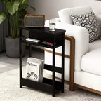 Table d'appoint étroite COZONY avec étagère de rangement à 3 niveaux et porte-revues, table de chevet mince pour petits espaces, table de nuit étroite et moderne pour salon