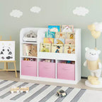 Organisateur de Rangement de Livres pour Enfants 3 Tiroirs Pliables, Étagère Bibliothèque en Bois avec Compartiments, Maison, Salle de Jeux, Couloir, Maternelle