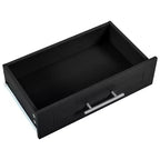 Pexfix Îlot de cuisine avec meuble de rangement pour poubelle et prise de courant et étagère de rangement et 3 tiroirs et 3 étagères latérales ouvertes pour poubelle de 38 litres, noir