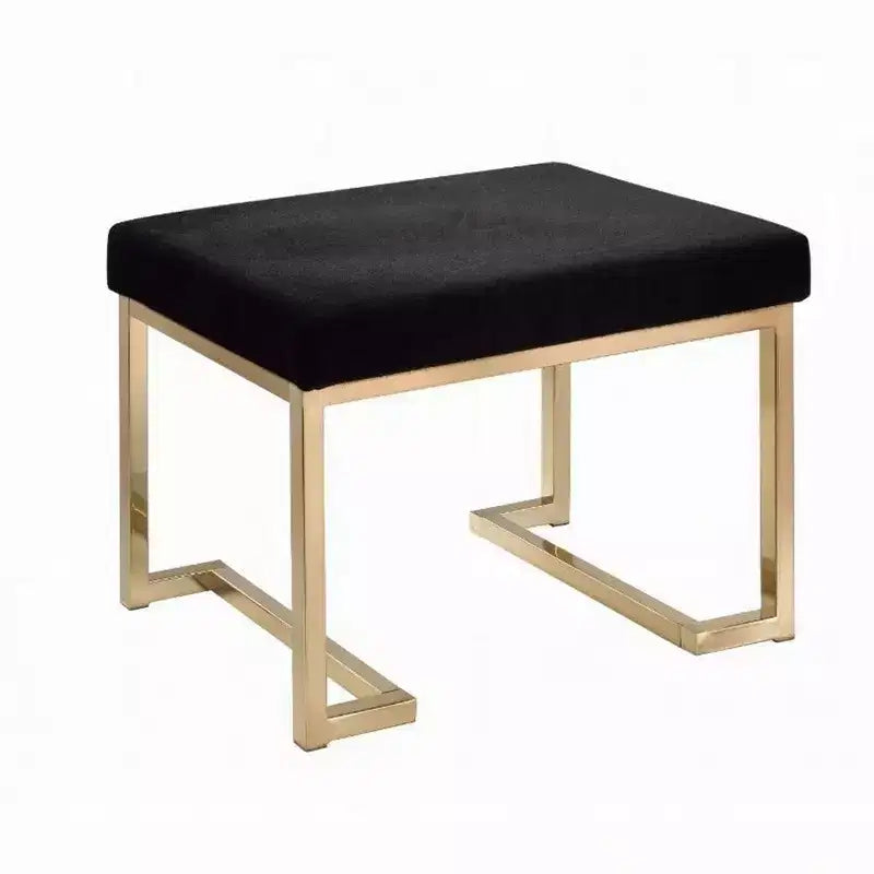 Pouf Royal Hampton, tissu noir et or