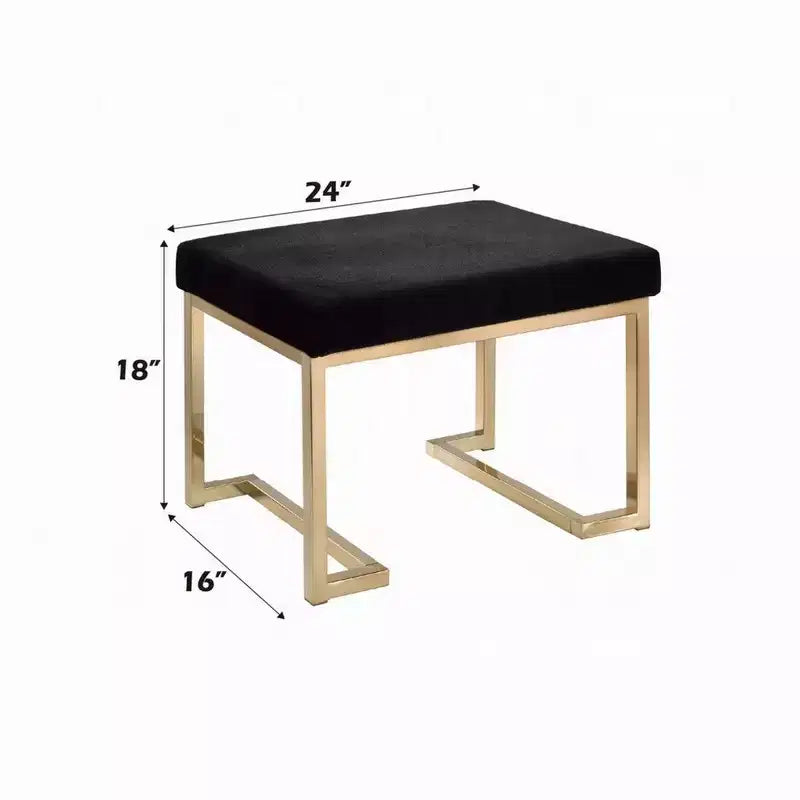 Pouf Royal Hampton, tissu noir et or