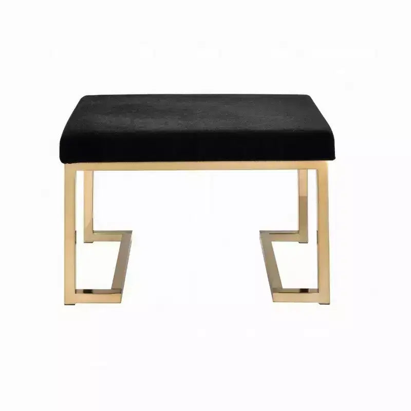 Pouf Royal Hampton, tissu noir et or