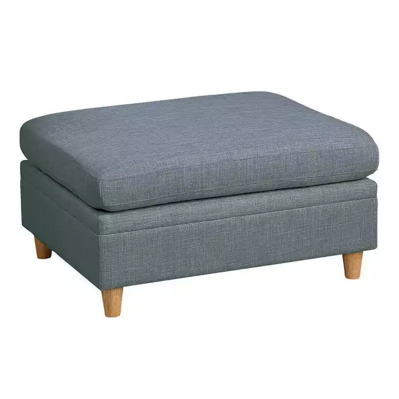 Pouf Royal Hampton de 37 po, assise carrée rembourrée, tissu Dorris gris acier lisse