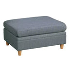 Pouf Royal Hampton de 37 po, assise carrée rembourrée, tissu Dorris gris acier lisse