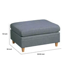 Pouf Royal Hampton de 37 po, assise carrée rembourrée, tissu Dorris gris acier lisse