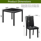 CLIHOME Ensemble de salle à manger 5 pièces en bois, ensemble de table de décoration de cuisine en cristal avec table carrée et 4 chaises rembourrées