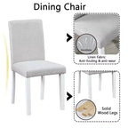 CLIHOME Ensemble de salle à manger 5 pièces en bois, ensemble de table de décoration de cuisine en cristal avec table carrée et 4 chaises rembourrées
