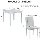 CLIHOME Ensemble de salle à manger 5 pièces en bois, ensemble de table de décoration de cuisine en cristal avec table carrée et 4 chaises rembourrées