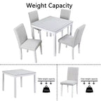 CLIHOME Ensemble de salle à manger 5 pièces en bois, ensemble de table de décoration de cuisine en cristal avec table carrée et 4 chaises rembourrées