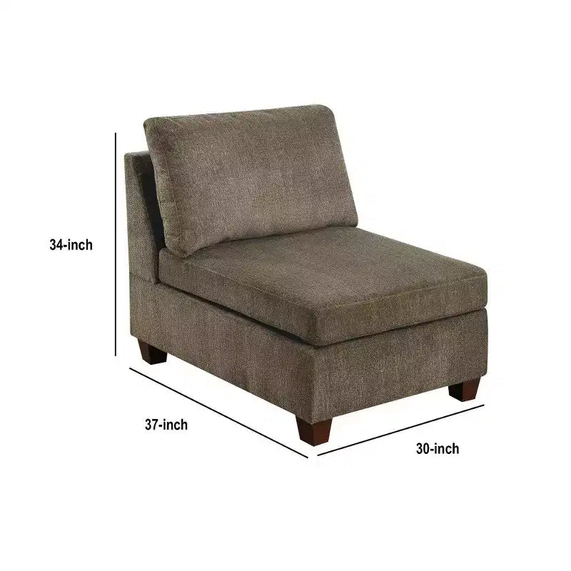 Fauteuil sans accoudoirs Royal Hampton en tissu avec coussins de dossier amovibles, marron