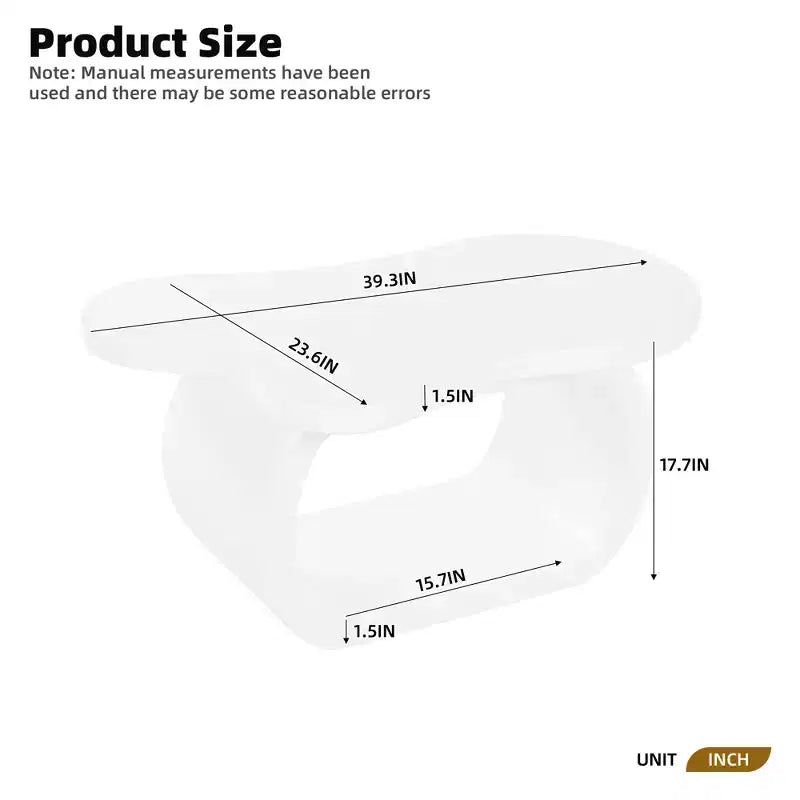 Table Basse Nuage en Bois, Table d'Appoint Crème Irrégulière avec Pieds Courbés, Petite Table Basse à Bord Arrondi pour Salon